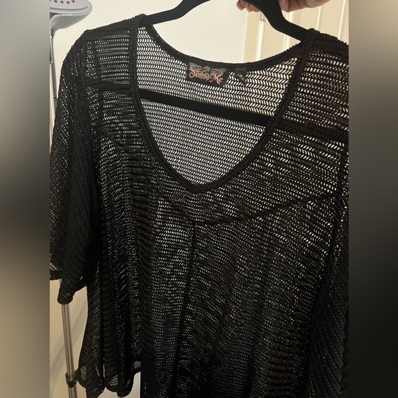 Tattoo Me Black Mesh Grunge Top Woman’s  Size 2X Made in USA - Picture 4 of 14